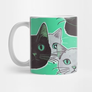 Black And White Cats Pattern Mug
